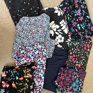 Assorted Floral & Star Print Leggings Bundle - Black Base with Multicolor Prints